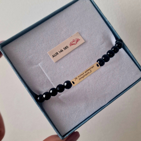 Bratara barbati cu  tablita aur personalizata si onix [18]