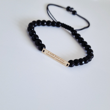 Bratara barbati cu  tablita aur personalizata si onix [6]