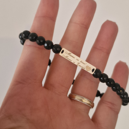 Bratara barbati cu  tablita aur personalizata si onix [11]