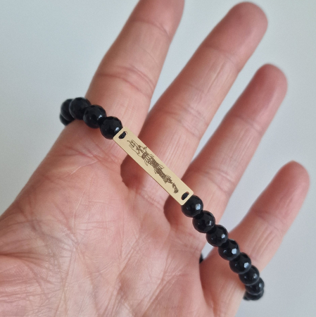 Bratara barbati cu  tablita aur personalizata si onix [7]