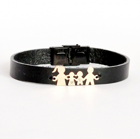 Bratara barbati  personalizata piele membri familie aur 14 k [5]