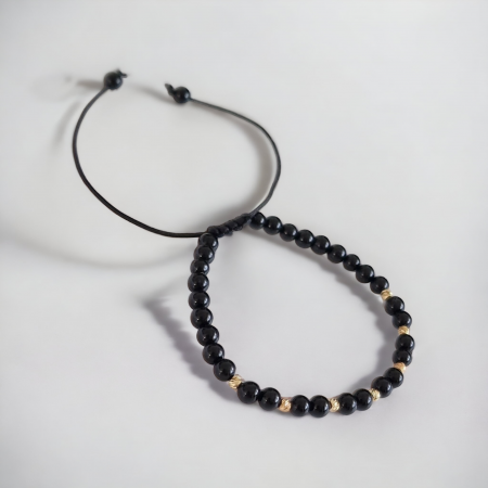 Brățări aur 14k - Bratara 7 bile aur și onix