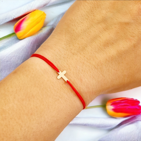 Brățări aur 14k - Bratara  snur si cruciuliță aur