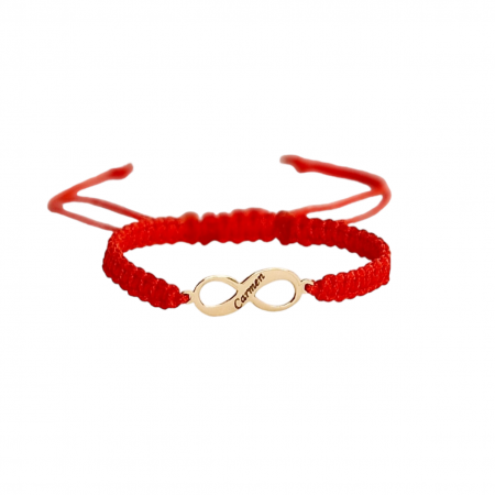Bratara cu snur si infinit aur  18mm personalizat