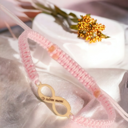 Bratara cu snur si infinit aur  18mm personalizat [4]