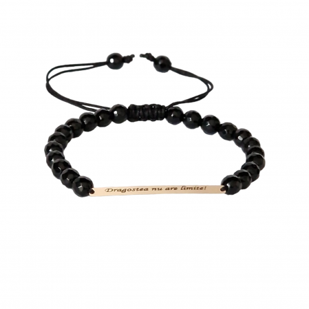 OFERA UN CADOU - Bratara barbati tablita   personalizata aur 14 k si onix
