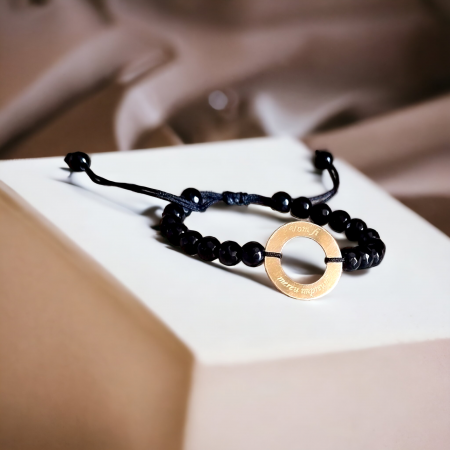 Brățări aur 14k - Brățară disc aur și onix