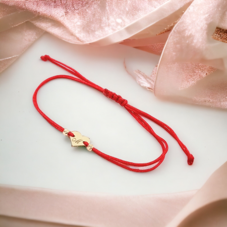 Brățări aur 14k - Bratara snur inima si 2 bile aur 14k