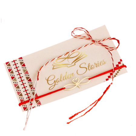 BRATARI MARTISOR - Martisor inima si infinit,aur 14 k