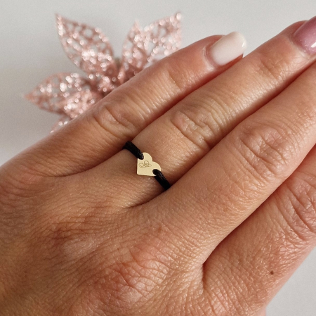 Inel cu snur si inima 7mm,aur 14k [1]