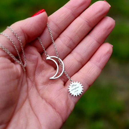 Lantisor argint personalizat ,luna si soare [1]