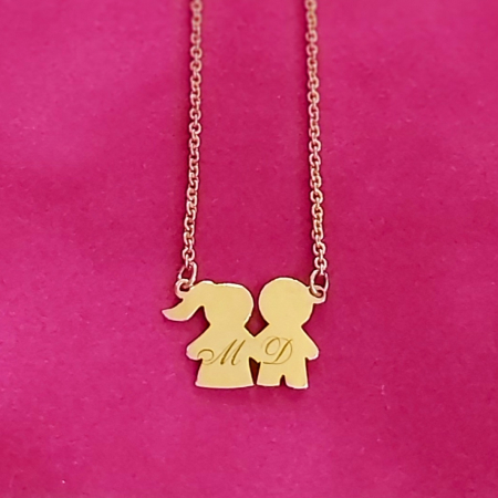 Argint placat cu aur - Lantisor personalizat argint pandantiv copii placat cu aur galben