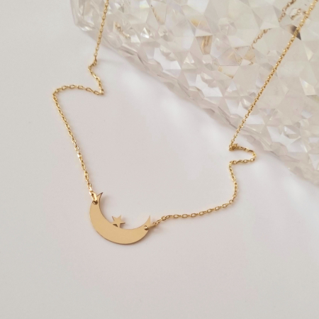 Aur 14 k - Lantisor aur  dama ,semiluna si stea