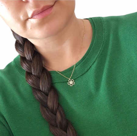Lantisor dama cu pandantiv floare aur 14 k [1]