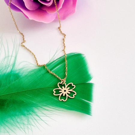 Lantisoare - Lantisor dama cu pandantiv floare aur 14 k