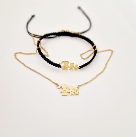 Argint placat cu aur - Set argint ,lantisor si bratara ,personalizate