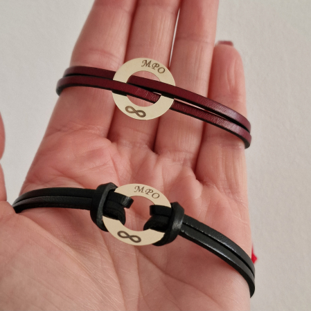 OFERA UN CADOU - Set bratari cuplu ,disc aur 14k ,piele