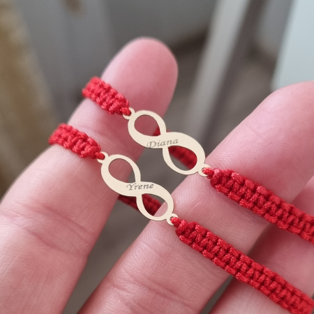 Bratari cuplu  aur, snur reglabil si infinit 18mm [2]