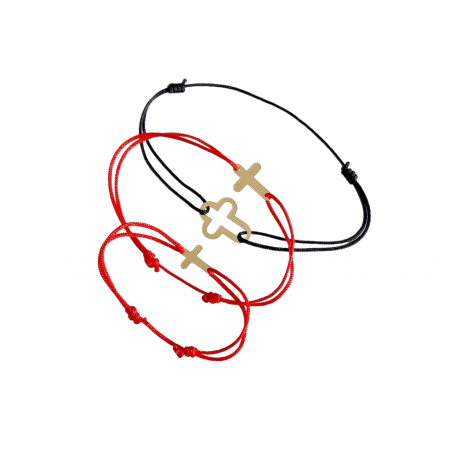 Brățări aur 14k - Set bratari cu snur si cruciulita
