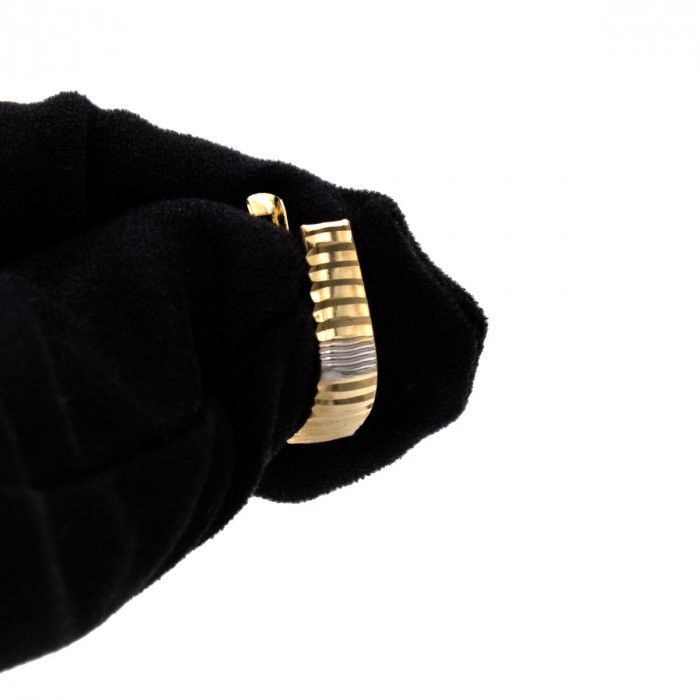 Cercei Verto din aur galben și alb 14K, model simplu și geometric [4]