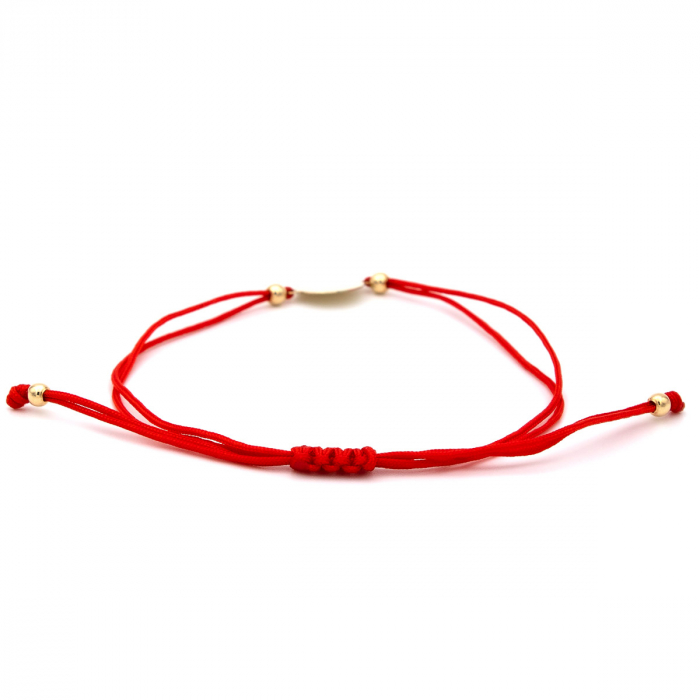 Brățară cu bănuț aur galben 14K și șnur roșu – model elegant [8]