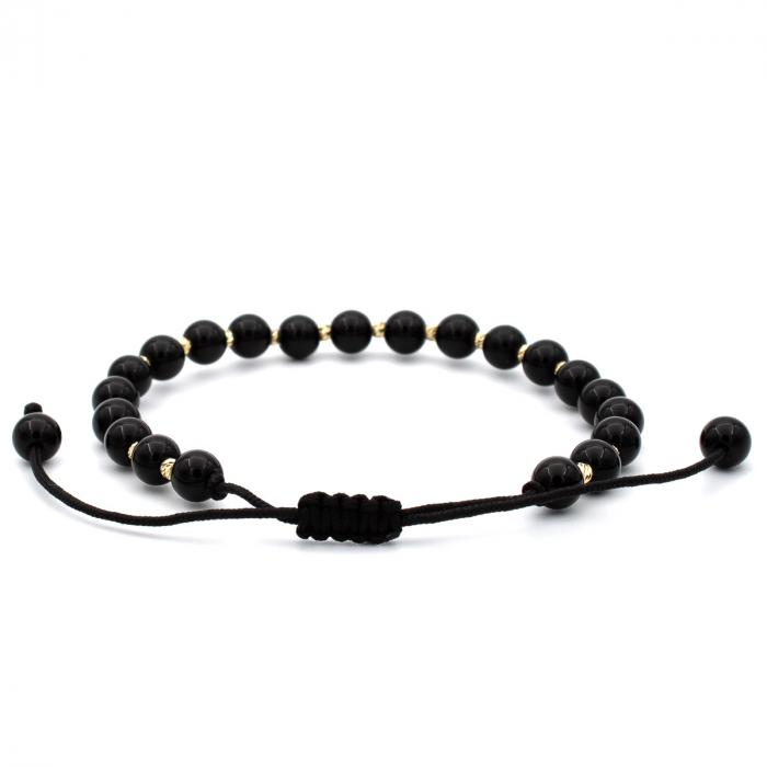 Brățară Blackstone din onix și aur 14K cu șnur negru ajustabil [7]