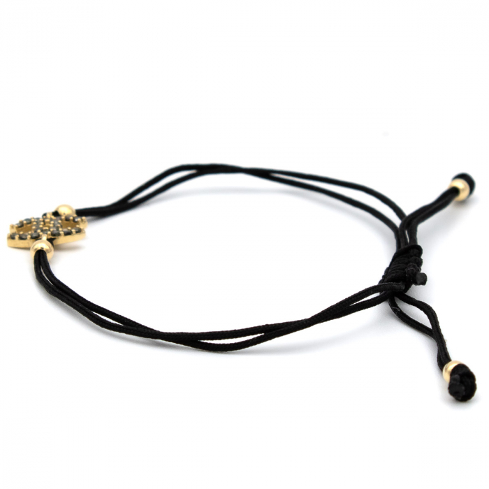 Brățară Royal Sign Aur 14K – șnur negru, unisex [6]