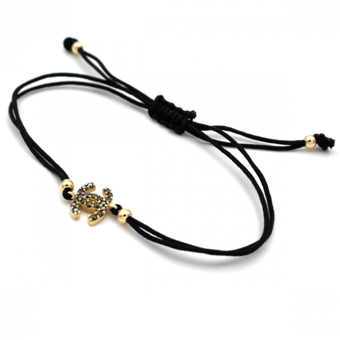 Brățară Royal Sign Aur 14K – șnur negru, unisex [4]