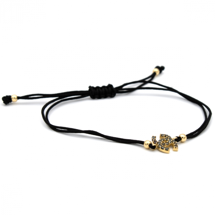 Brățară Royal Sign Aur 14K – șnur negru, unisex [7]