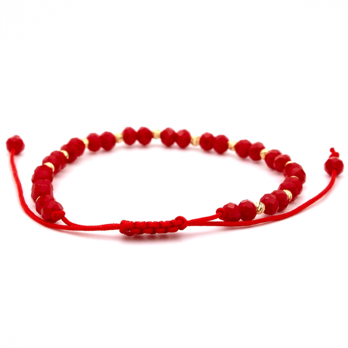 bratara snur rosu cherry cu bilute aur 14K galben [7]