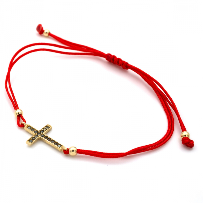Brățară Hope din aur 14K cu cruce și șnur roșu – bijuterie unisex [4]
