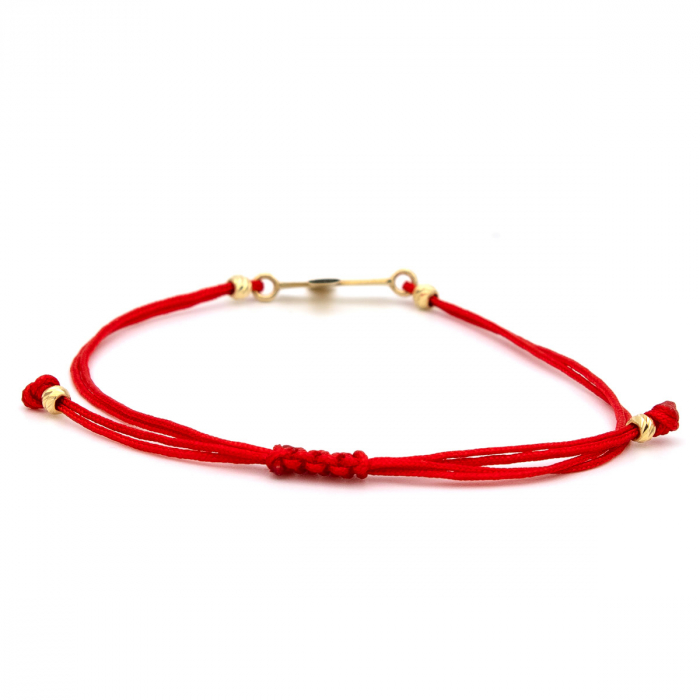 Brățară Soul din aur galben de 14K cu cruce și șnur roșu ajustabil [8]