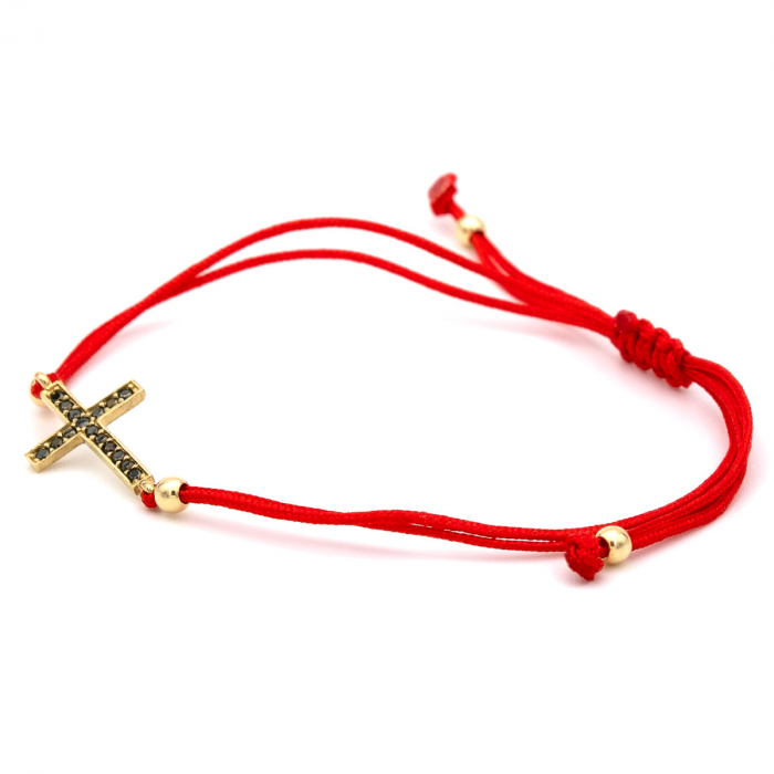 Brățară Hope din aur 14K cu cruce și șnur roșu – bijuterie unisex [7]