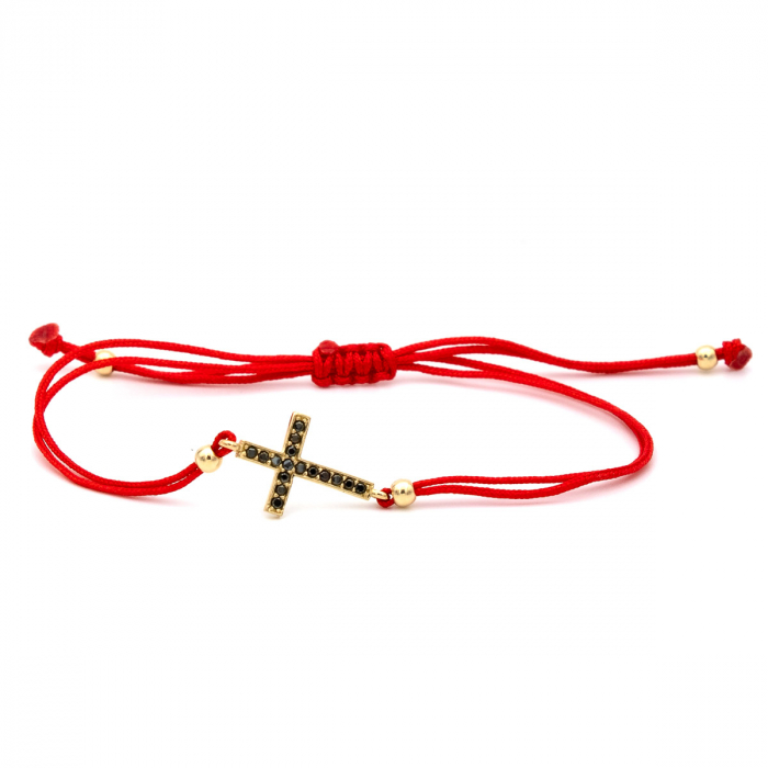 Brățară Hope din aur 14K cu cruce și șnur roșu – bijuterie unisex [1]