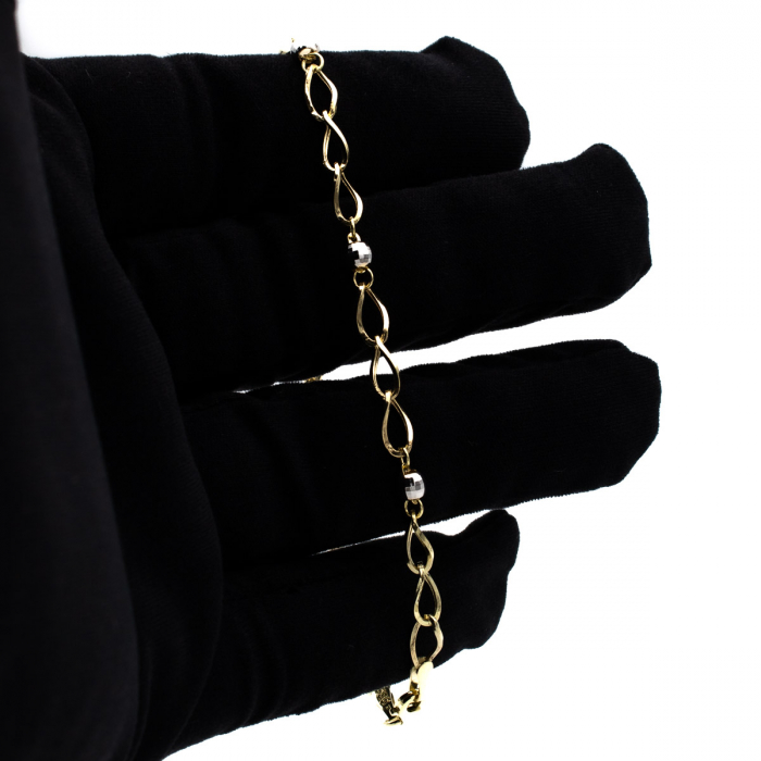 Brățară Elara din aur galben și alb 14K, model cu biluțe [3]