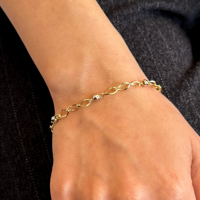 Brățară Elara din aur galben și alb 14K, model cu biluțe [2]