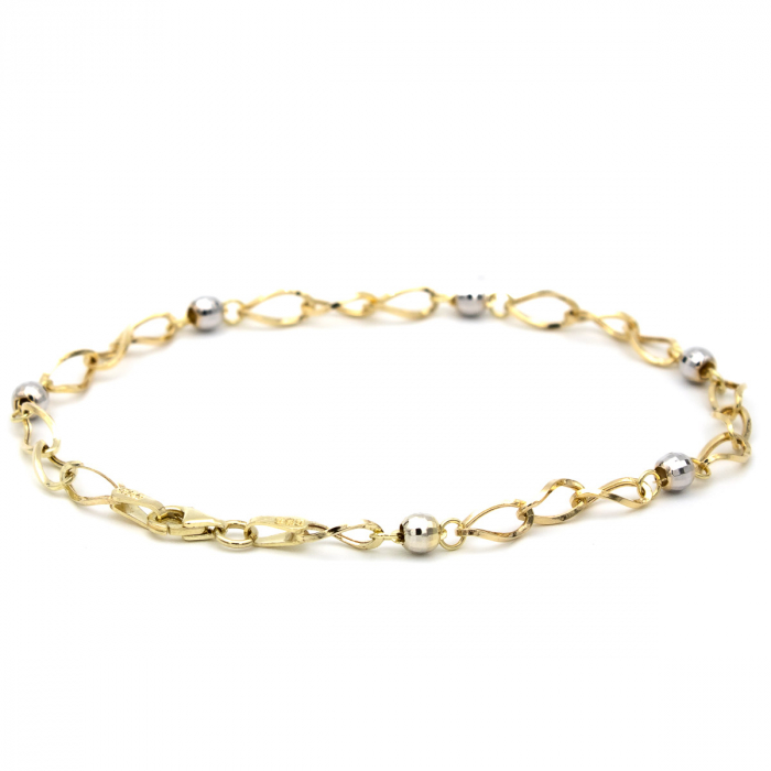 Brățară Elara din aur galben și alb 14K, model cu biluțe [4]