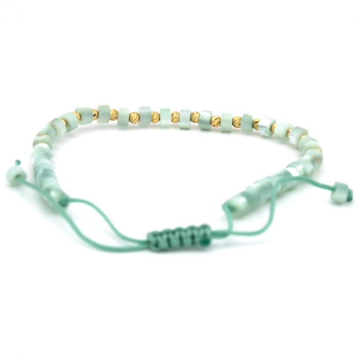 Brățară Jade Mist aur 14K cu șnur albastru pal - unisex [8]
