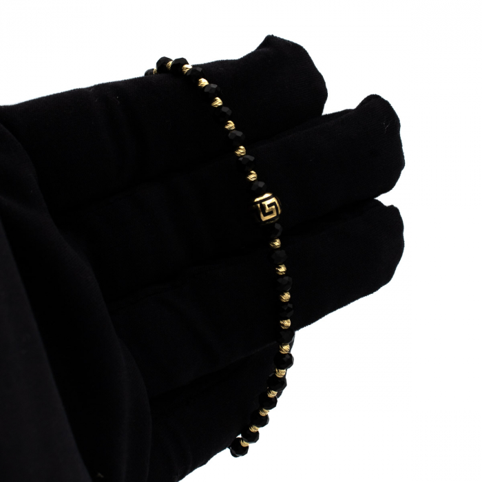 Brățară unisex din aur 14K cu onix  și șnur negru –  Athenian [3]