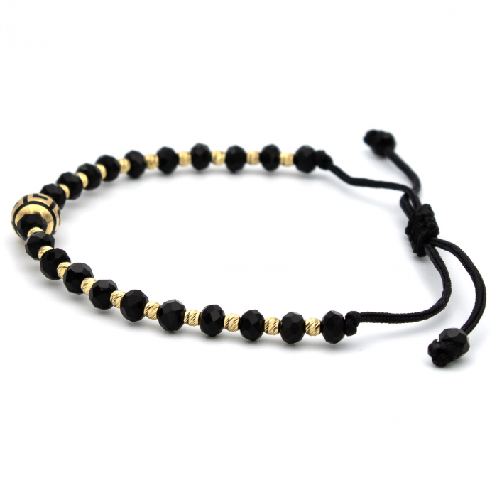 Brățară unisex din aur 14K cu onix  și șnur negru –  Athenian [6]