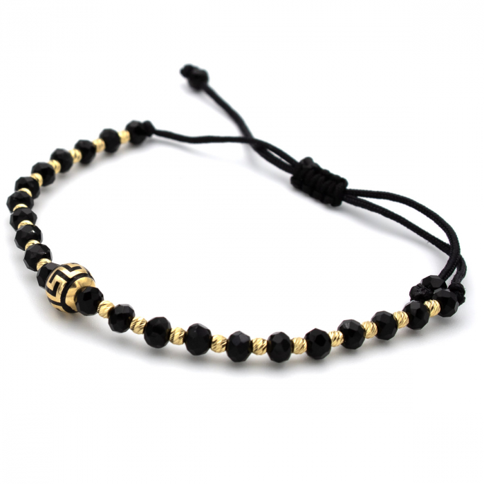 Brățară unisex din aur 14K cu onix  și șnur negru –  Athenian [4]