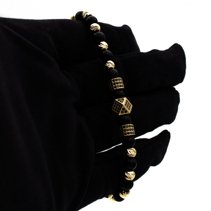 Brățară Eclipse cu bile Onix și Aur 14K - unisex [3]