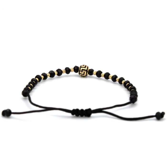 Brățară unisex din aur 14K cu onix  și șnur negru –  Athenian [8]