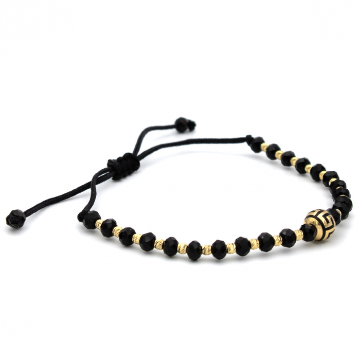 Brățară unisex din aur 14K cu onix  și șnur negru –  Athenian [7]