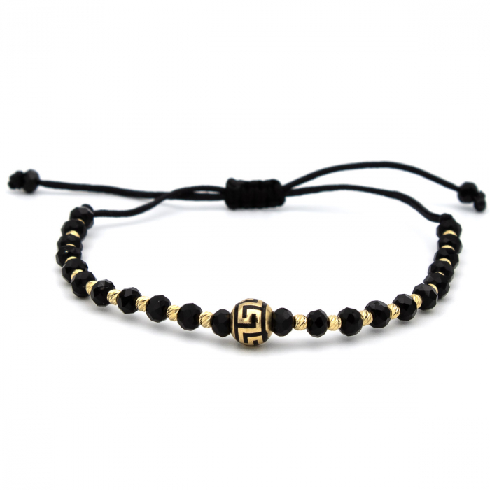 Brățară unisex din aur 14K cu onix  și șnur negru –  Athenian [1]