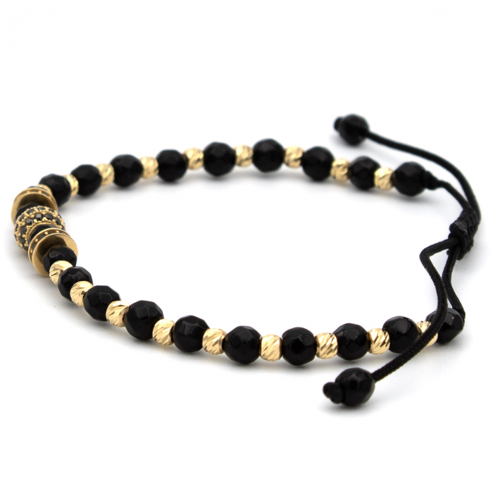 Brățară Midnight din aur 14K cu onix și șnur  – Bijuterie unisex [7]