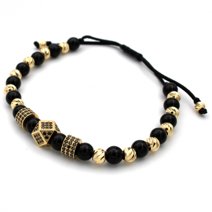 Brățară Eclipse cu bile Onix și Aur 14K - unisex [4]