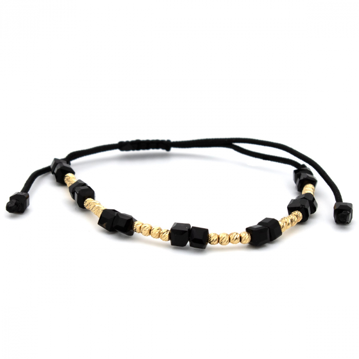 Brățară unisex Shadow Blocks din aur 14K și șnur negru [1]