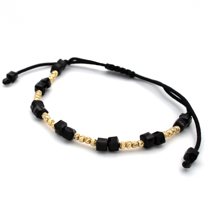 Brățară unisex Shadow Blocks din aur 14K și șnur negru [4]
