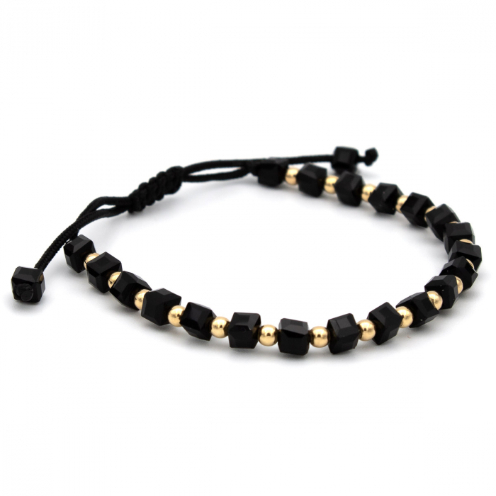Brățară Urban Grace cu bile Aur 14K – stil elegant, șnur negru [7]